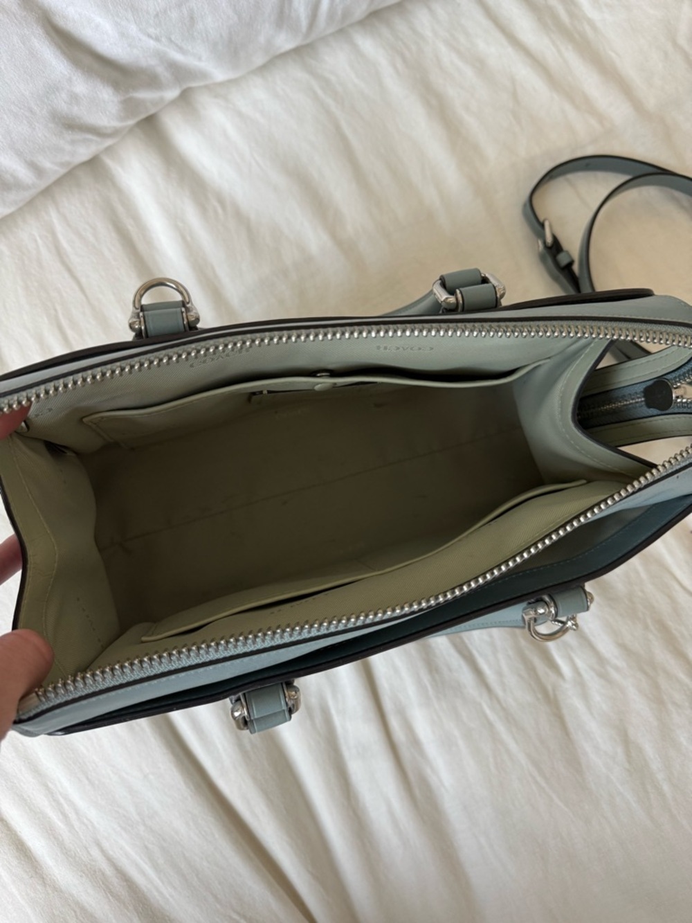 Coach Satchel in Dusty Teal Blue - Picture 4 of 7